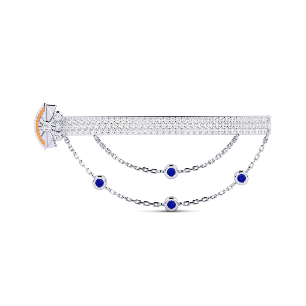 Plata 925 Zafiro Pinzas de Cabello Skinne