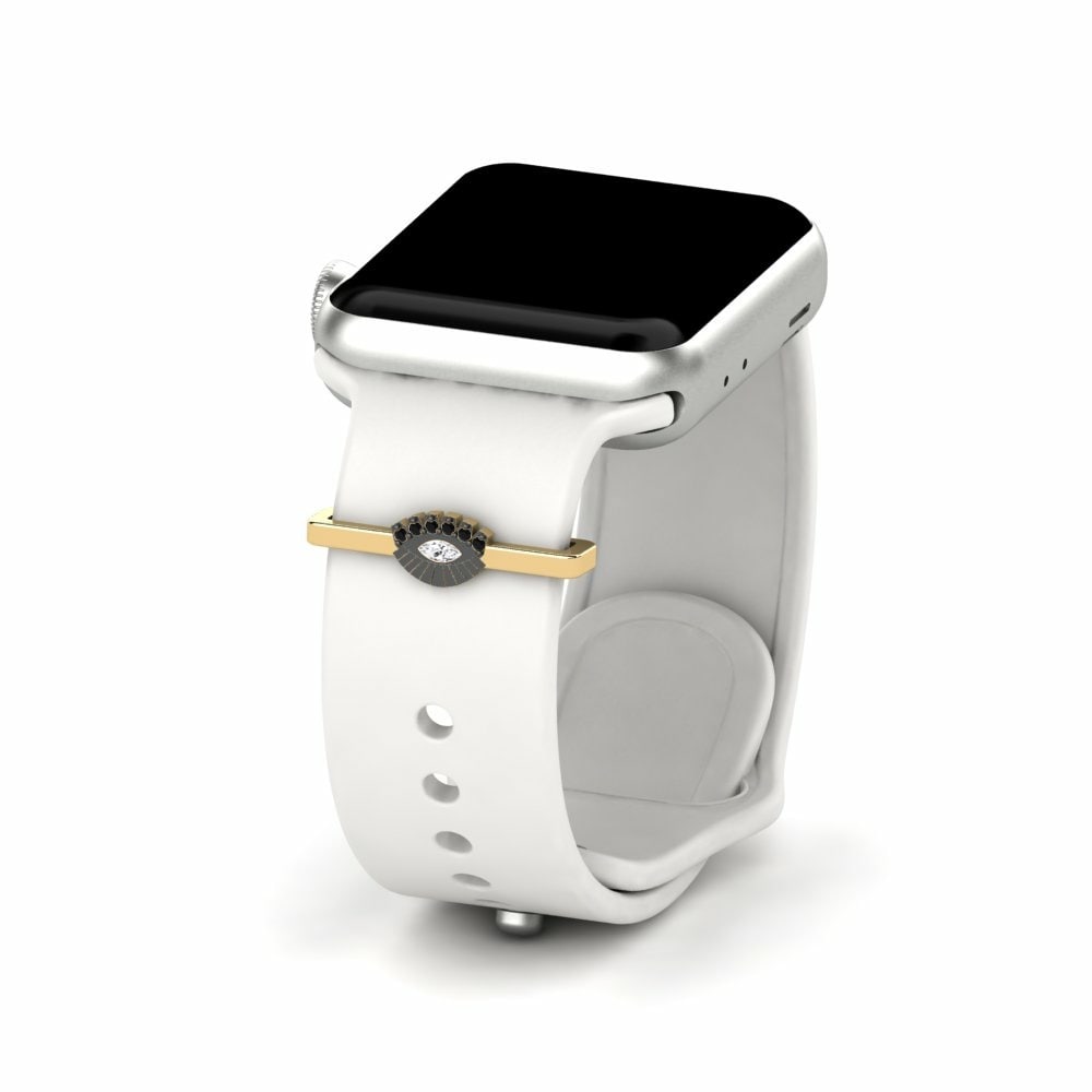 Joyería Tech Accesorio Para Apple Watch® Tradition - 585 Oro Amarillo con Rodio Negro Zafiro blanco