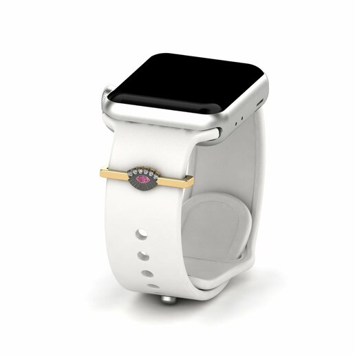 Phụ kiện Apple Watch® Tradition - A 585 Vàng và Rhodium Đen & Đá Rhodolite & Đá Swarovski