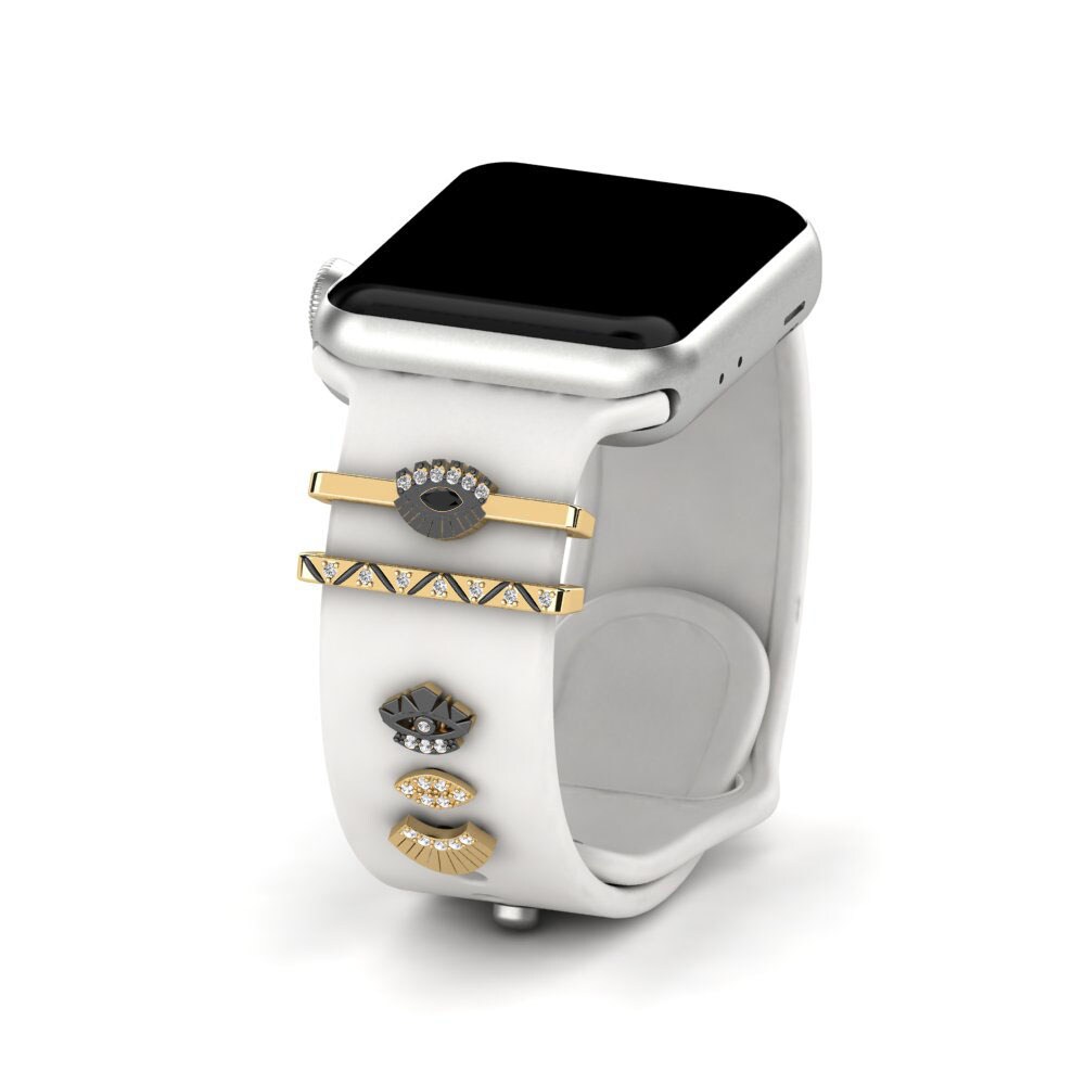 Accesorios para Apple Watch® Tradition - Set 585 Oro Amarillo con Rodio Negro Zafiro negro