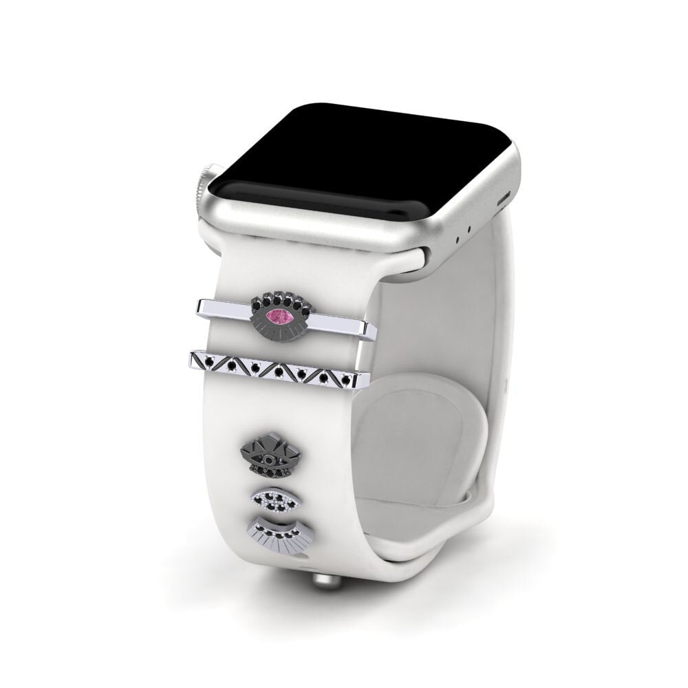 White Silver Rhodolite Garnet Apple Watch® Accessory Tradition - SET