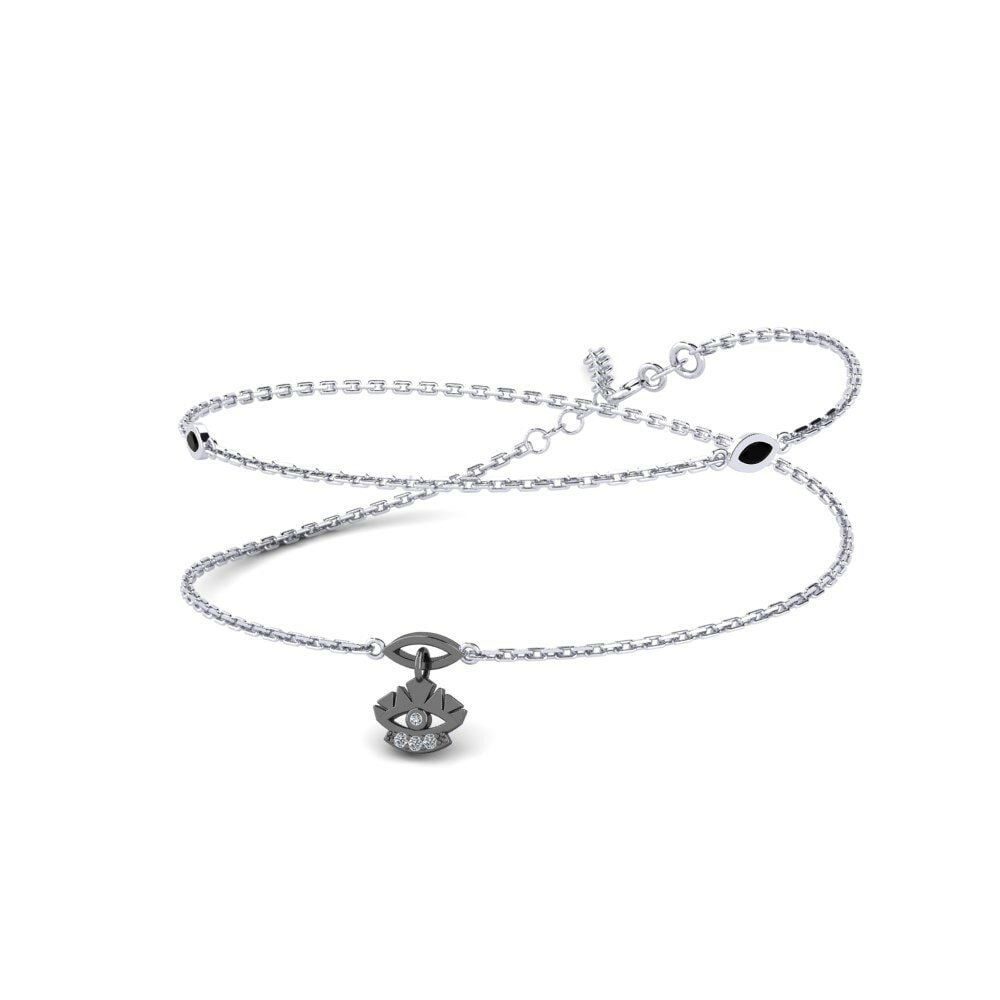 9k Oro Blanco Circonita Collar de Mujer Tumelo
