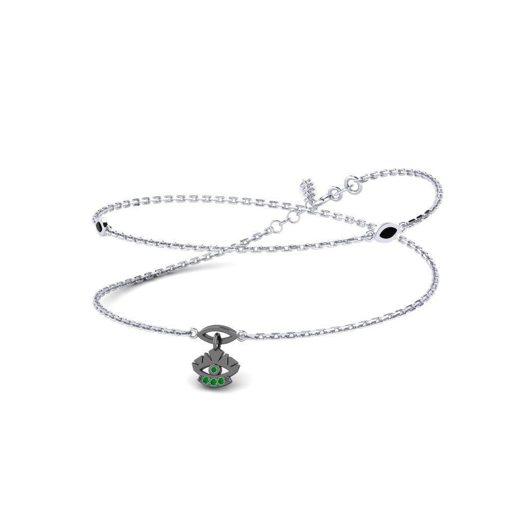 9k Oro Blanco Esmeralda Collar de Mujer Tumelo