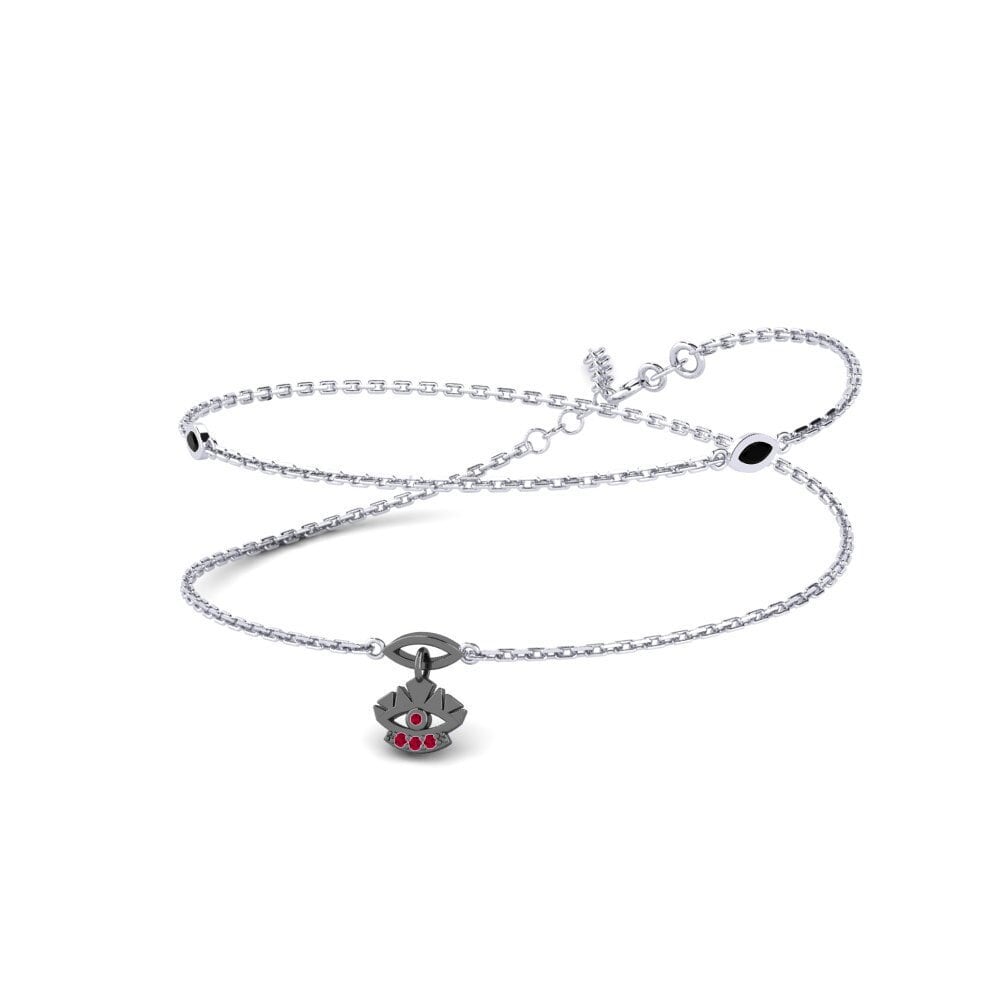 14k Oro Blanco Rubí Collar de Mujer Tumelo