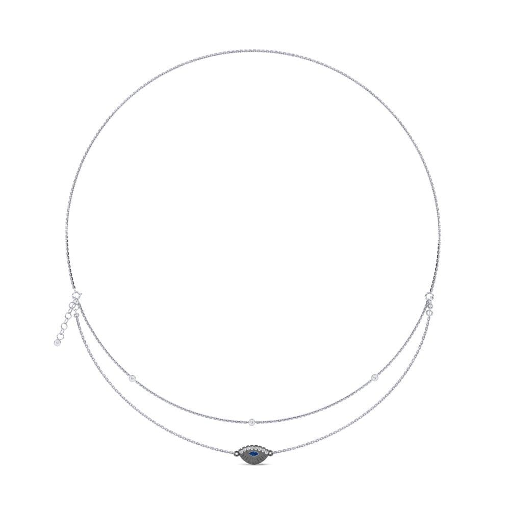 Plata 925 Circonita Azul Oscuro Collar de Mujer Ulinzi