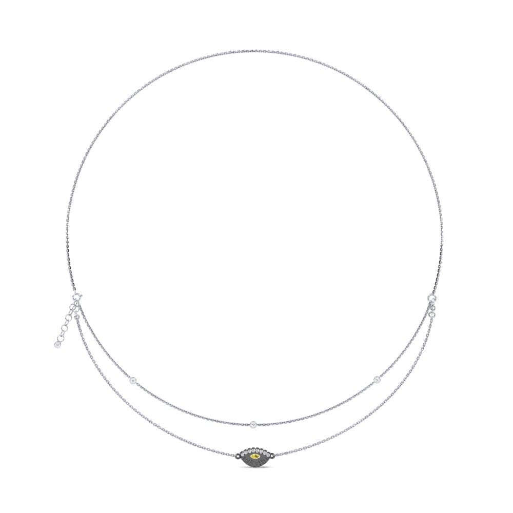 Plata 925 Zafiro amarillo Collar de Mujer Ulinzi