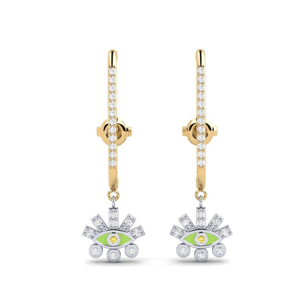 14ct Yellow / White Gold Yellow Sapphire Women's Earring Xanthos