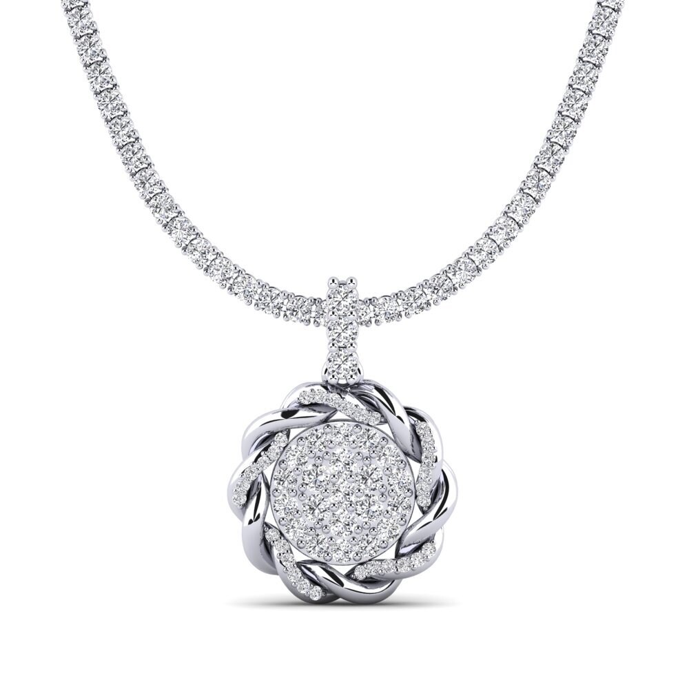 18 Karat Weißgold Weißer Diamant Garavelli Tennis-Halskette