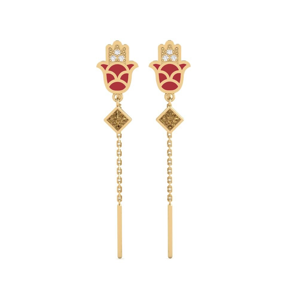 Ear Thread Brown Diamond Earrings