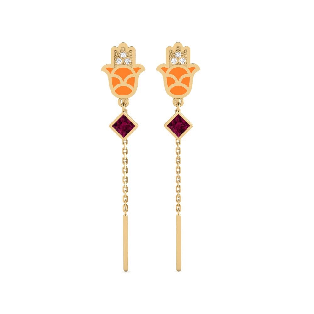 Ear Thread Rhodolite Garnet Earrings