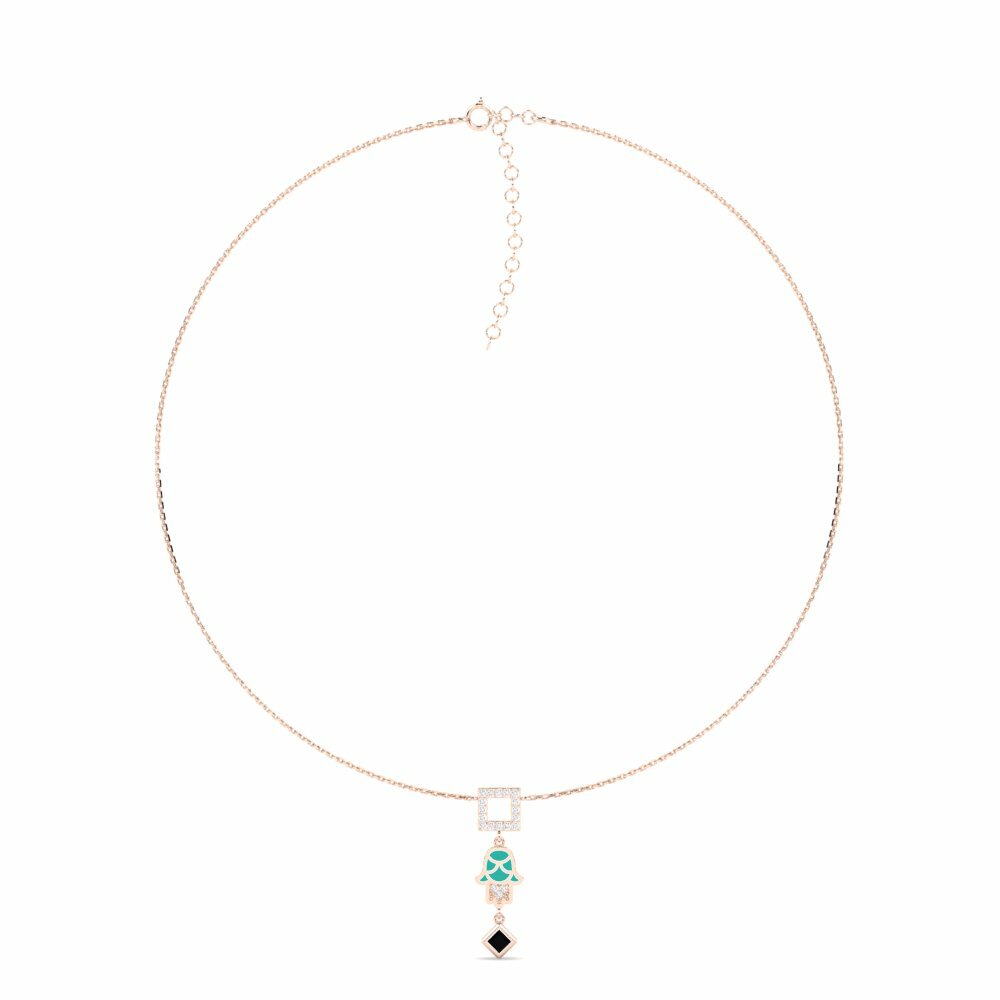 Dây chuyền Vàng Hồng 9K Đá Sapphire Đen Choker