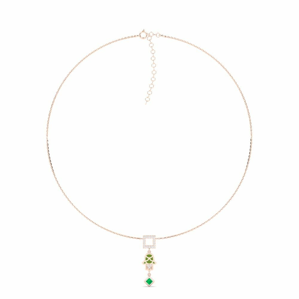 Dây chuyền Vàng Hồng 18K Đá Emerald / Ngọc lục Bảo Choker