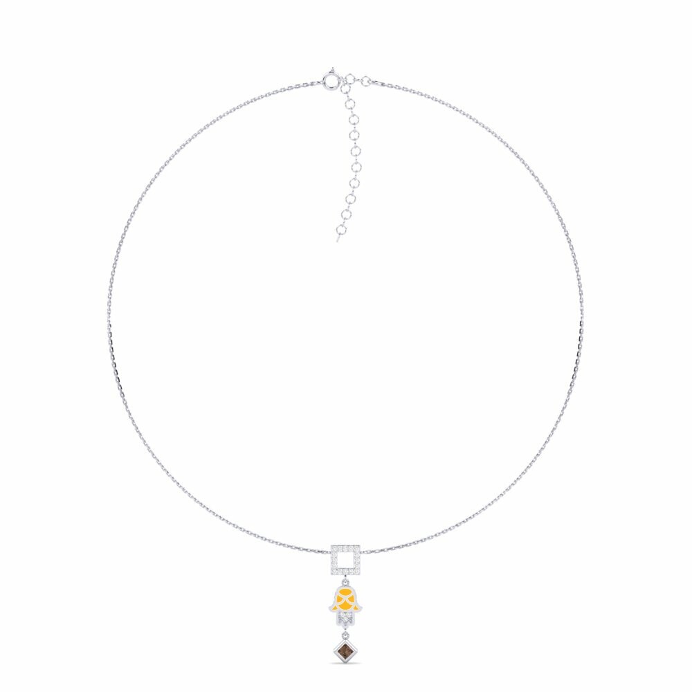 Dây chuyền Palladium trắng Đá Thạch Anh Khói Choker