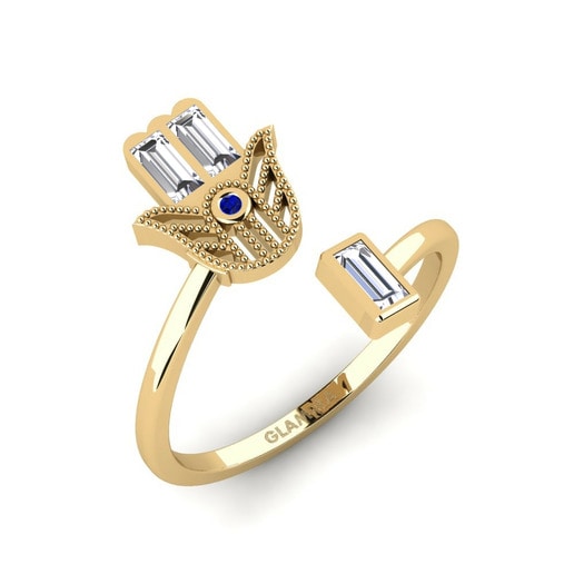 Nhẫn Castout Vàng 585 & Đá Sapphire & Kim Cương