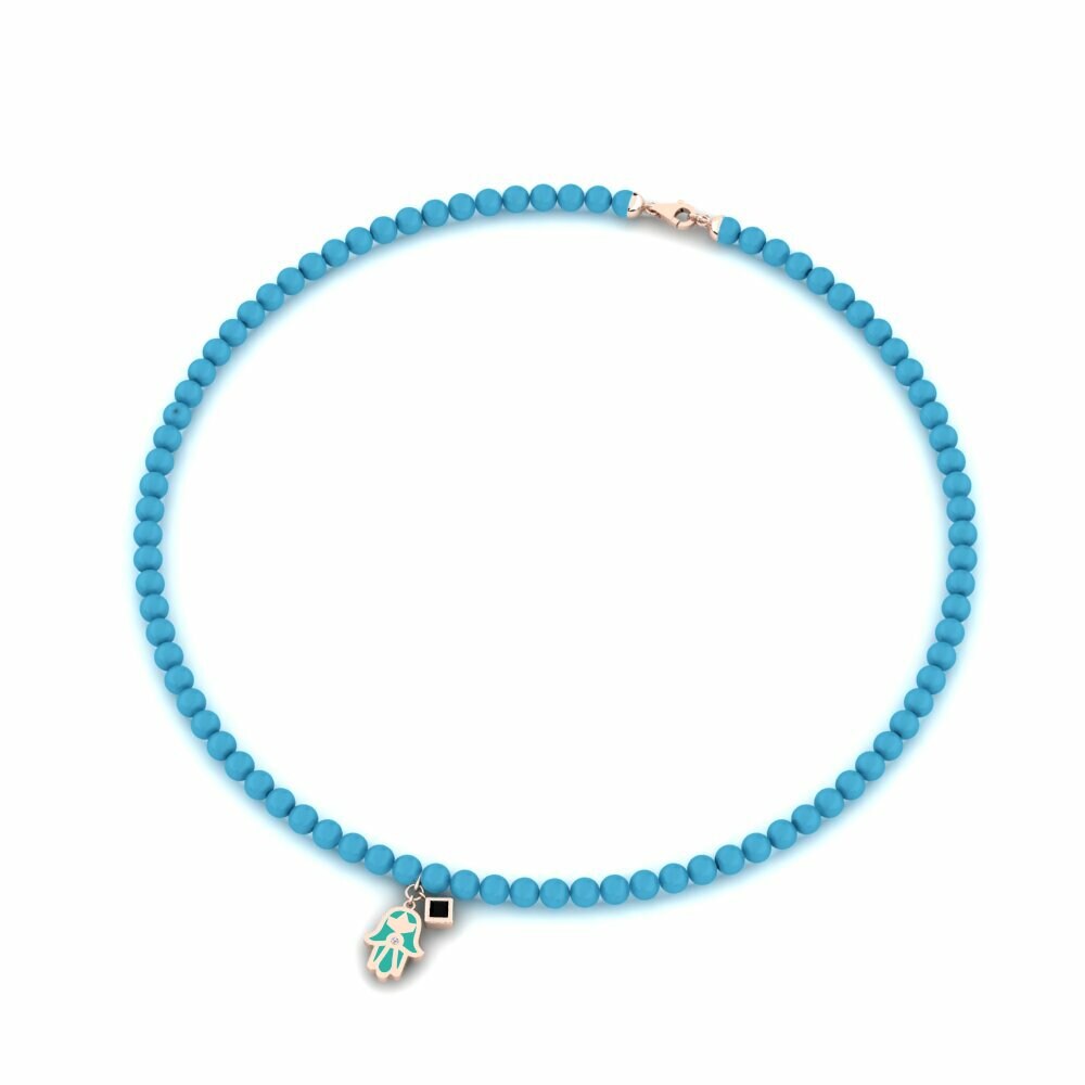 Vàng Hồng 9K Đá Sapphire Đen Dây chuyền nữ Dionadoir
