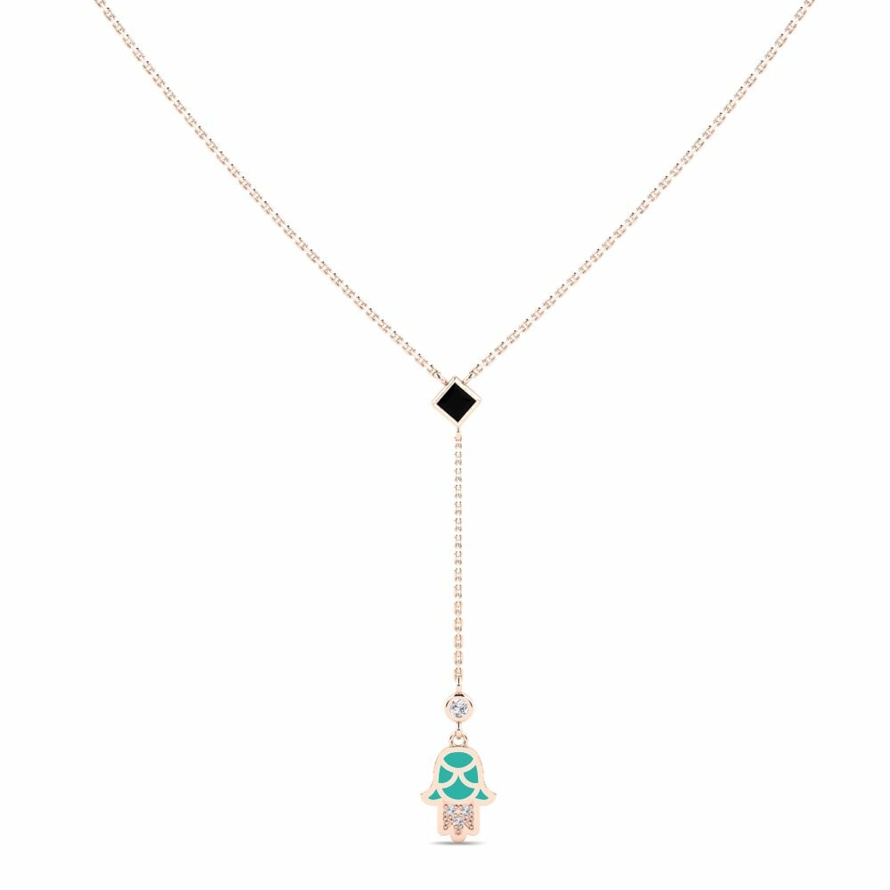 Vàng Hồng 9K Đá Sapphire Đen Dây chuyền nữ Doverie