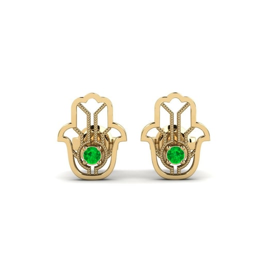Earring Gaisma - B 585 Yellow Gold & Emerald