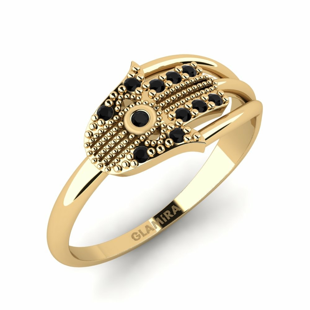 Hamsa Hand of Hamsa Immortale Oro Amarillo 585 Diamante Negro