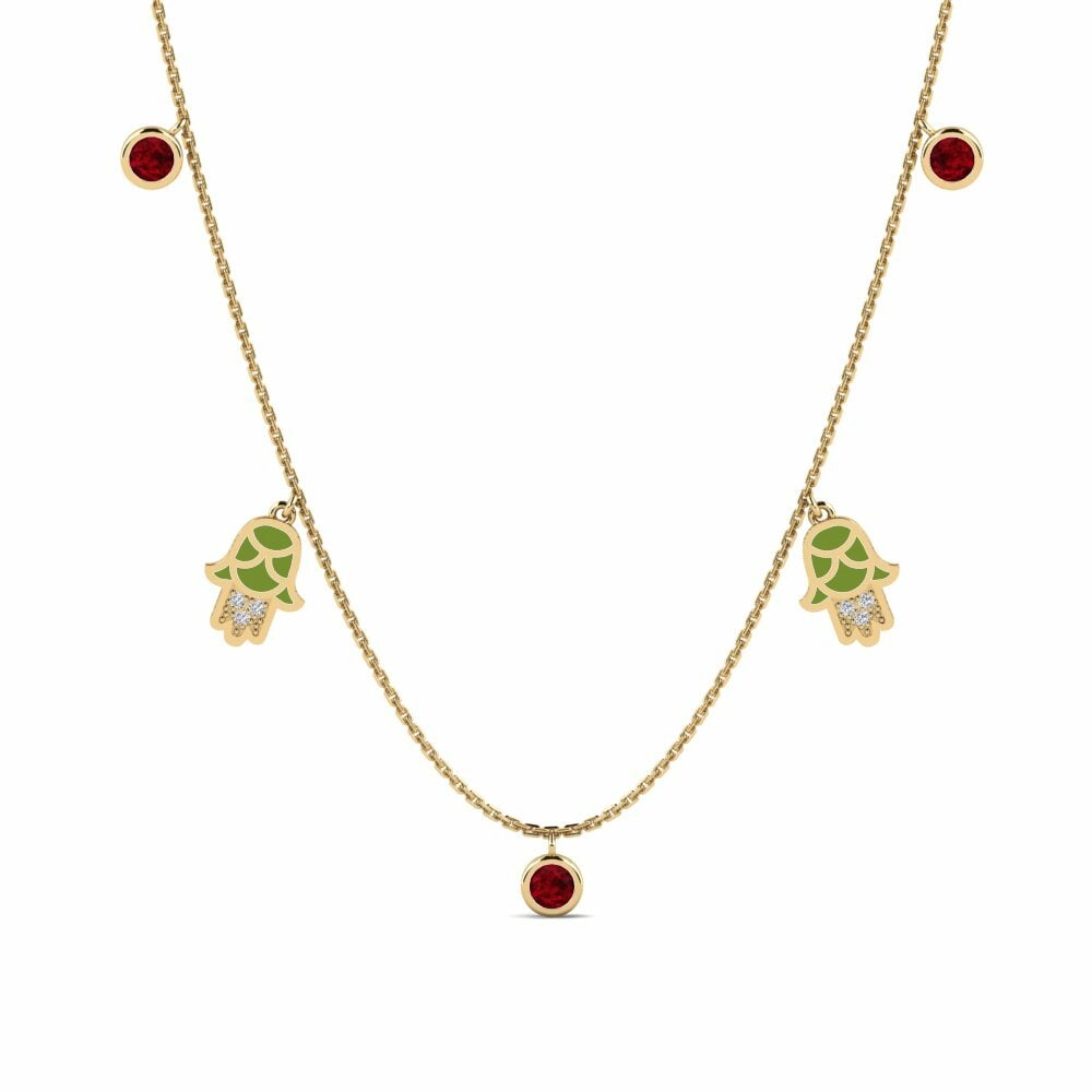 Vàng 18K Đá Ruby / Hồng Ngọc Dây chuyền nữ Konfidi