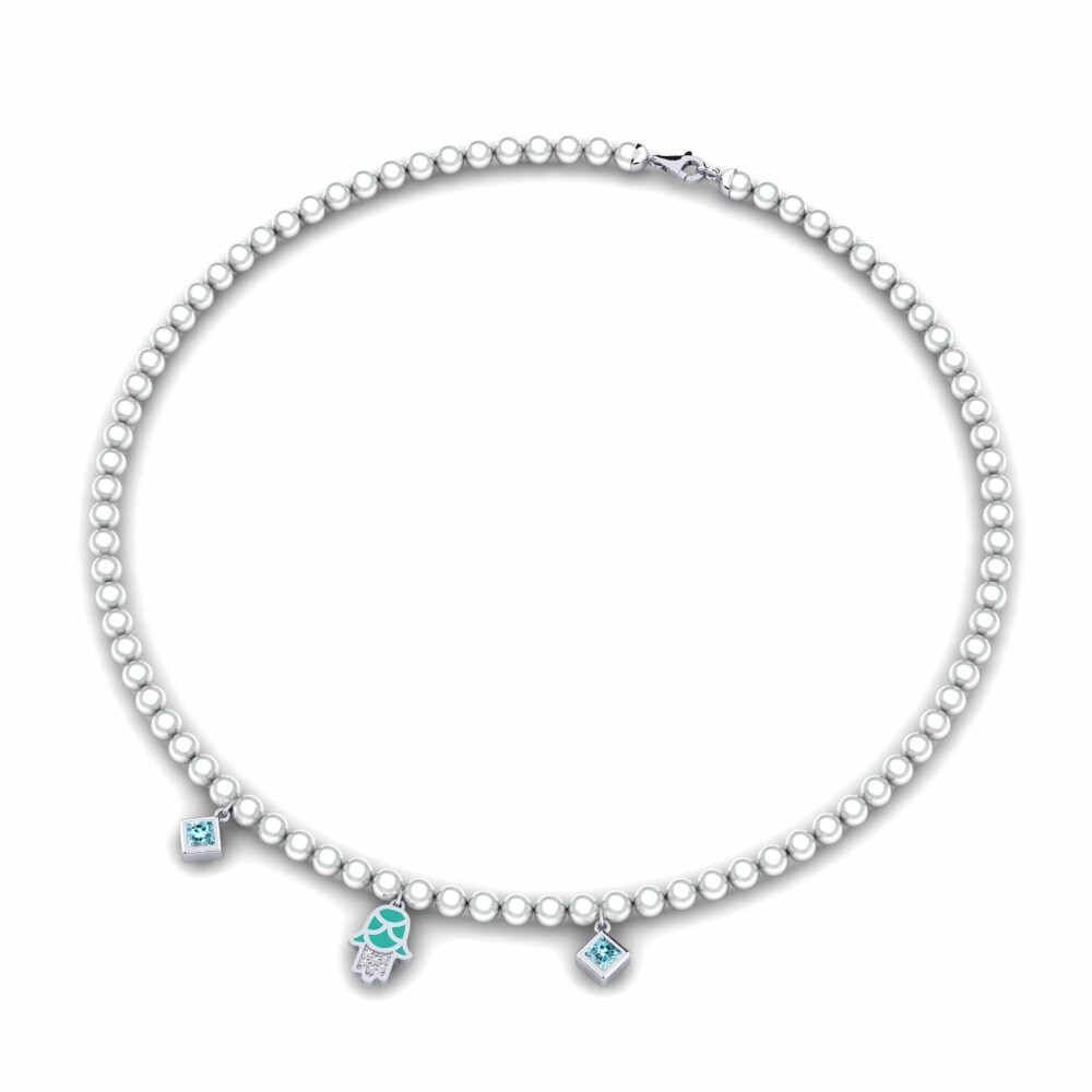 Hamsa Blue Zircon Necklaces