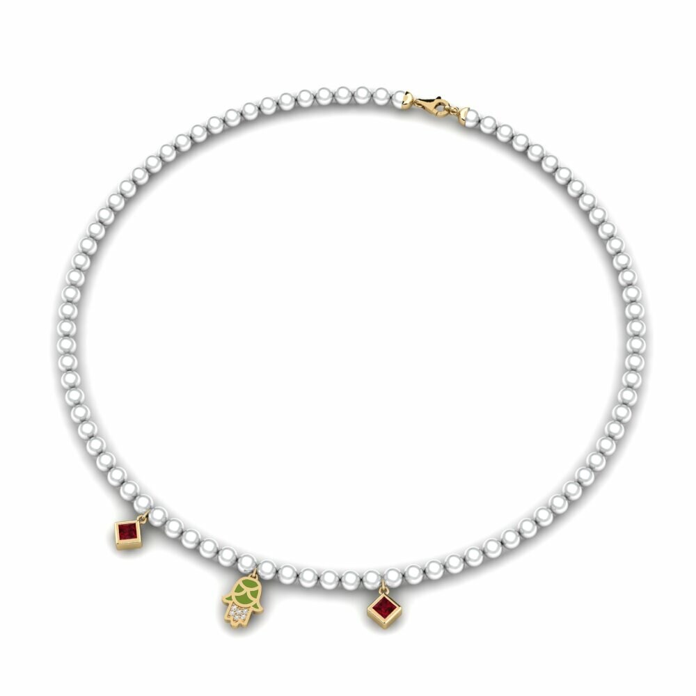 Dây chuyền Vàng 18K Đá Ruby / Hồng Ngọc Hamsa