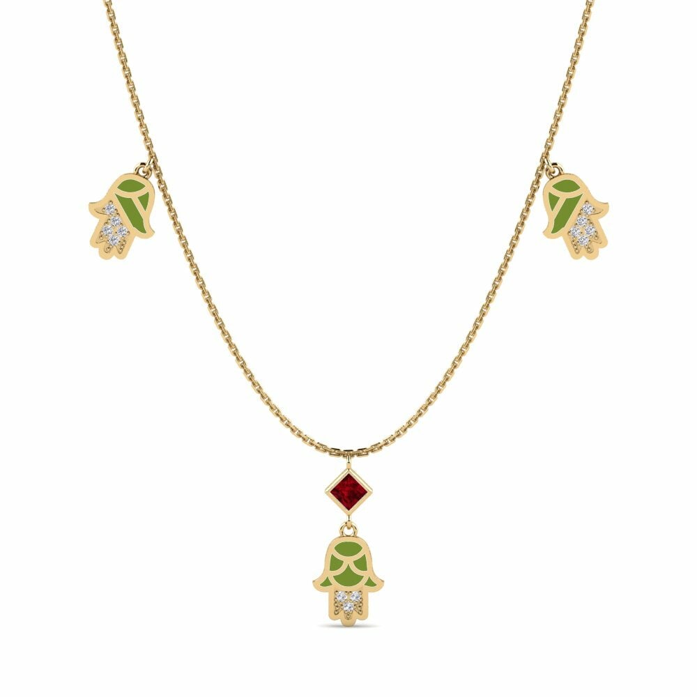 Vàng 18K Đá Ruby / Hồng Ngọc Dây chuyền nữ Ndoba