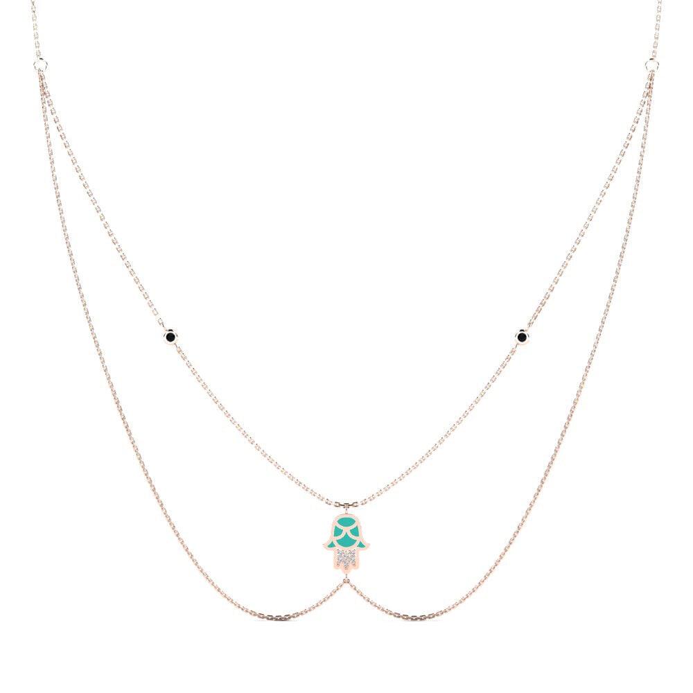 Vàng Hồng 9K Đá Sapphire Đen Dây chuyền nữ Pwoteksyon