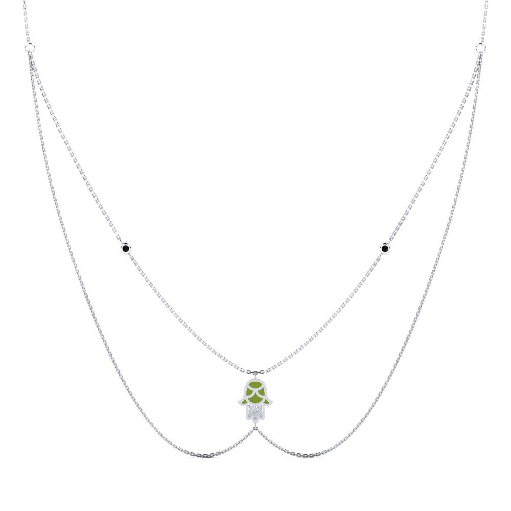 Palladium trắng Kim Cương Đen Dây chuyền nữ Pwoteksyon