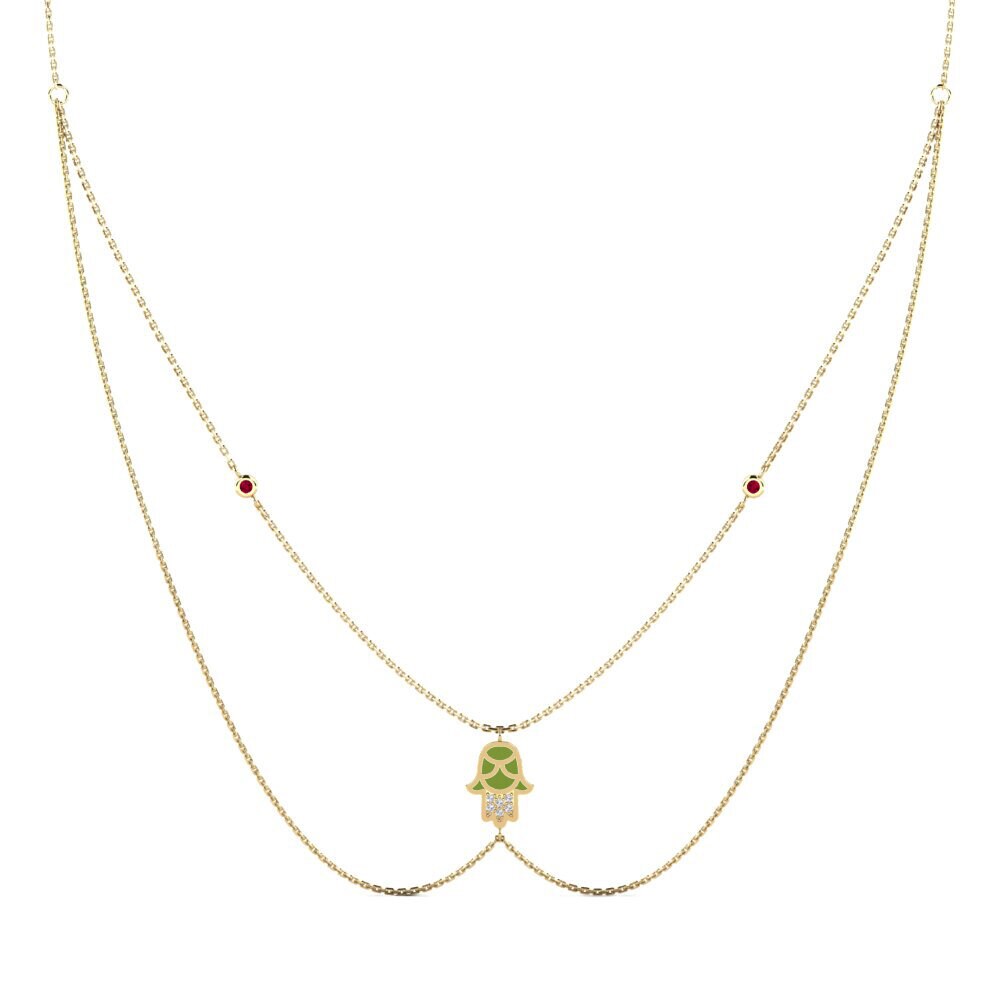 Vàng 18K Đá Ruby / Hồng Ngọc Dây chuyền nữ Pwoteksyon