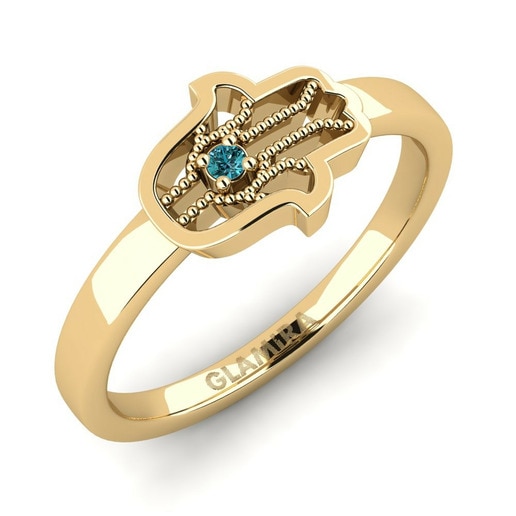Nhẫn đeo ngón áp út Siunata Vàng 585 & Kim Cương Xanh Dương