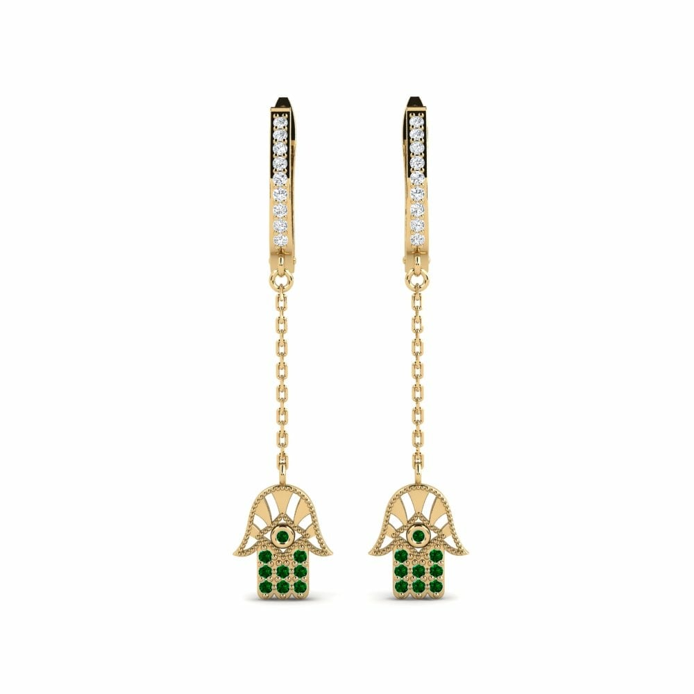 Gotas y cuelgan Aretes Pendientes Twyla Oro Amarillo 585 Swarovski Verde
