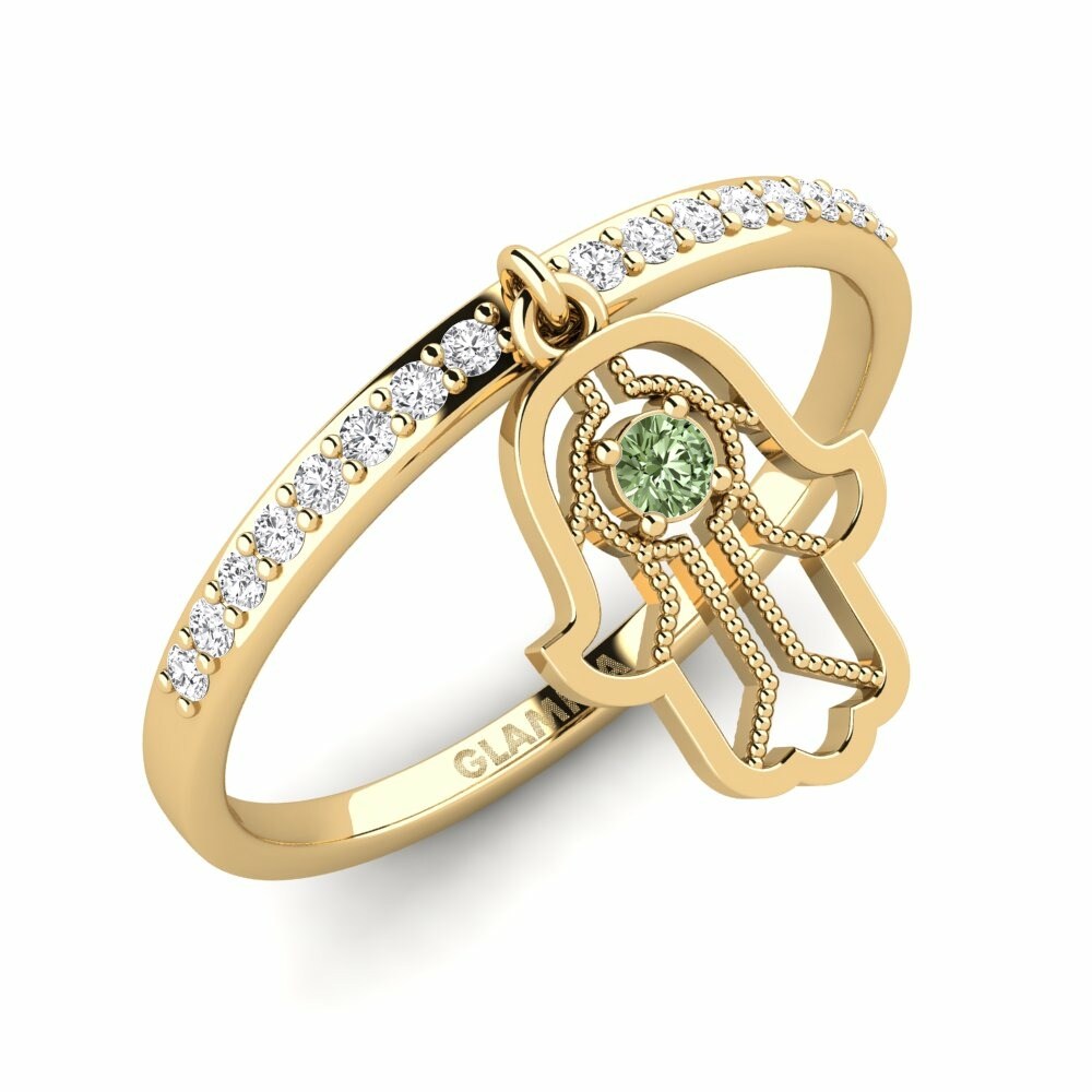Hamsa Anillos Valsigna Oro Amarillo 585 Diamante Verde
