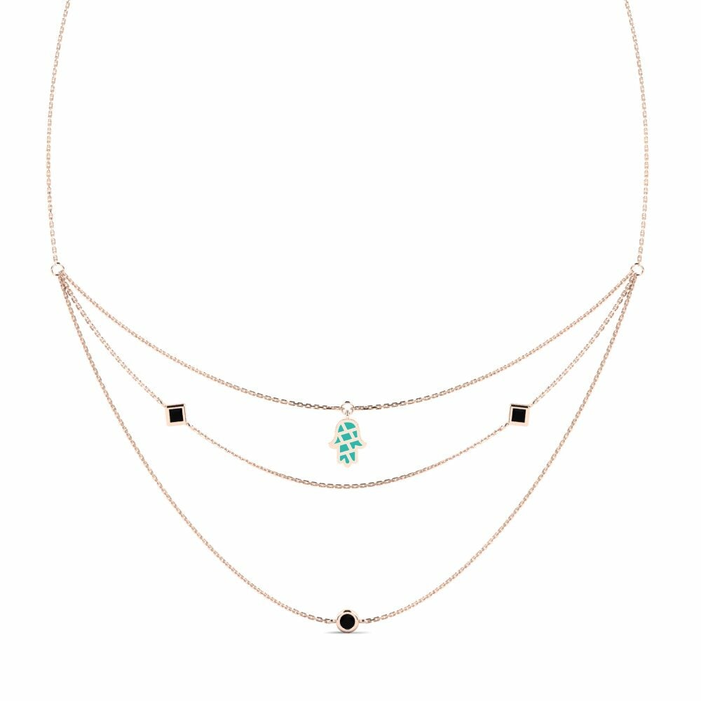 Vàng Hồng 9K Đá Sapphire Đen Dây chuyền nữ Vendari
