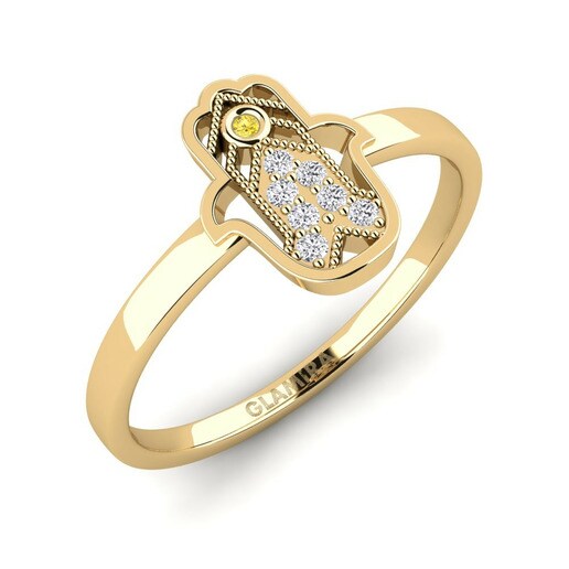 Nhẫn Yibariki Vàng 585 & Đá Sapphire Vàng & Kim Cương