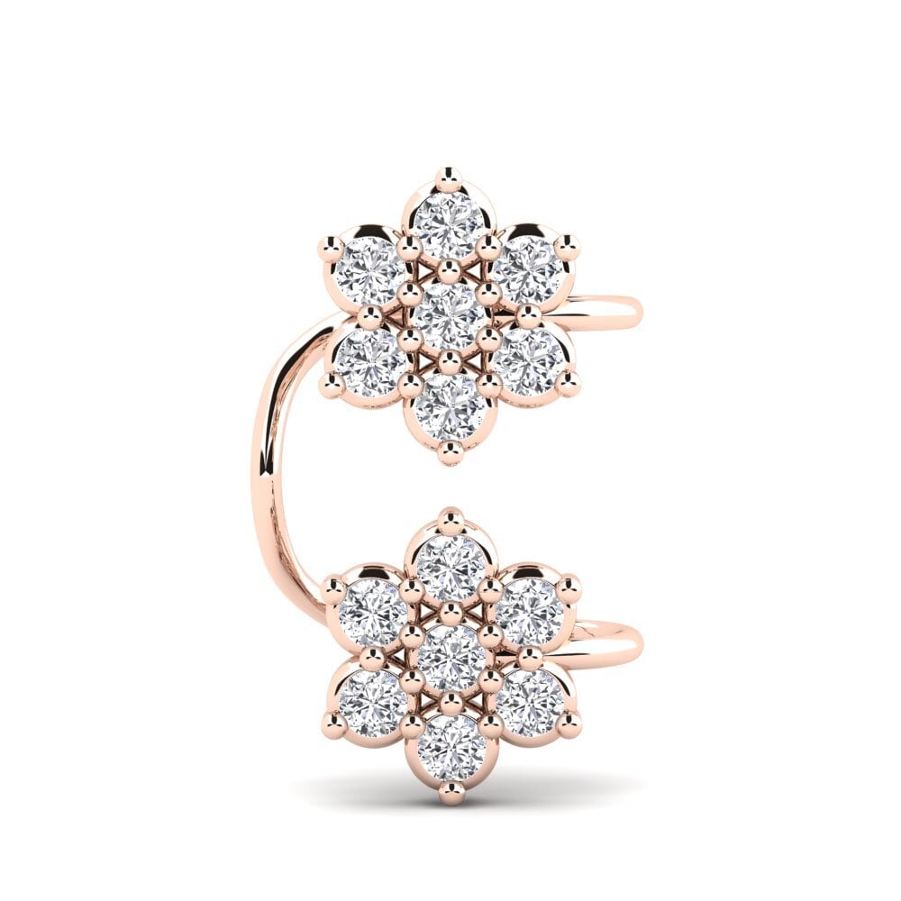 14k Oro Rosa Diamante cultivado en laboratorio Pendiente de mujer Aleasize