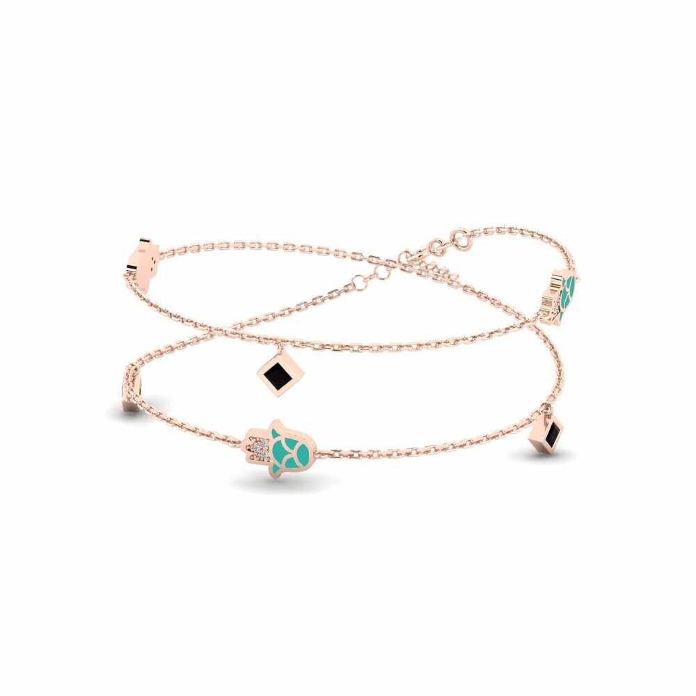 Vàng Hồng 9K Đá Sapphire Đen Dây chuyền nữ Kaitsta