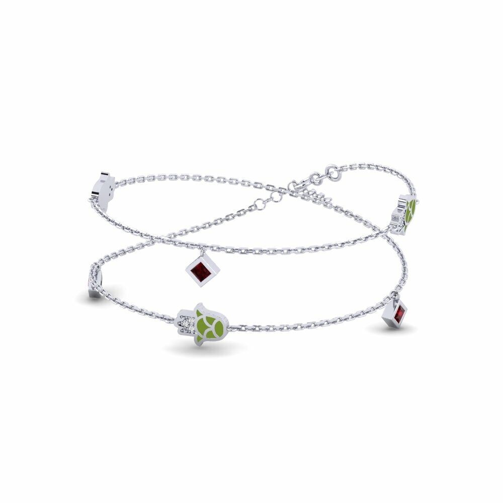 Palladium trắng Đá Garnet / Ngọc Hồng Lựu Dây chuyền nữ Kaitsta
