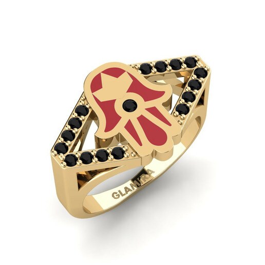 Nhẫn đeo ngón áp út Kulinda Vàng 585 & Đá Onyx Đen
