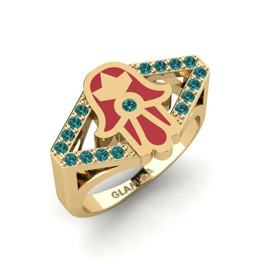 Nhẫn đeo ngón áp út Kulinda Vàng 585 & Kim Cương Xanh Dương