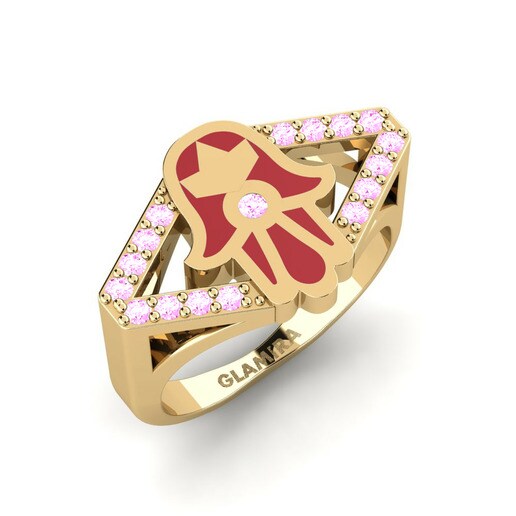 Nhẫn đeo ngón áp út Kulinda Vàng 585 & Đá Sapphire Hồng