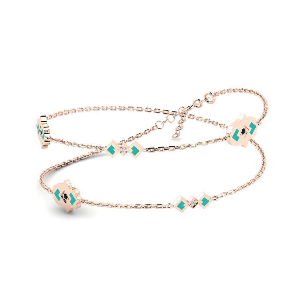 Vàng Hồng 9K Đá Sapphire Đen Dây chuyền nữ Mijn