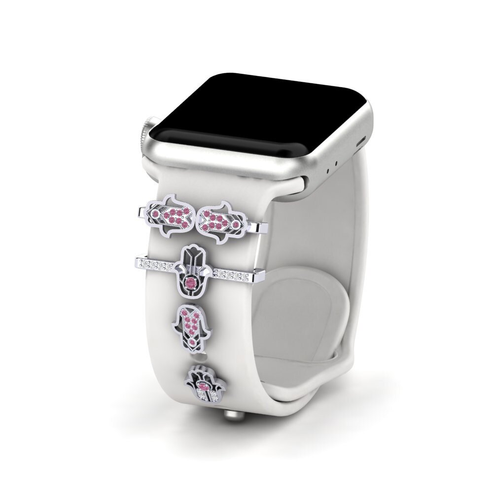 White Silver Rhodolite Garnet Apple Watch® Accessory Nodez - SET
