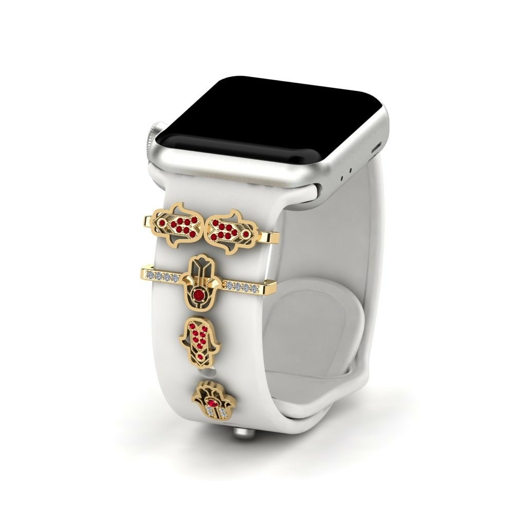 Accesorios Para Apple Watch® Nodez - Set Oro Amarillo 585 Swarovski Rojo