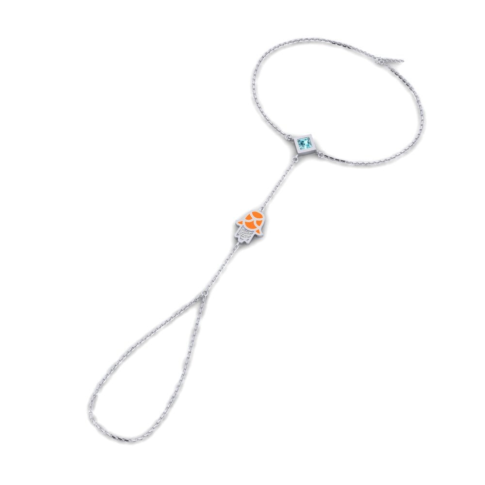 950 Platinum Blue Zircon Finger Bracelet Pwoteje