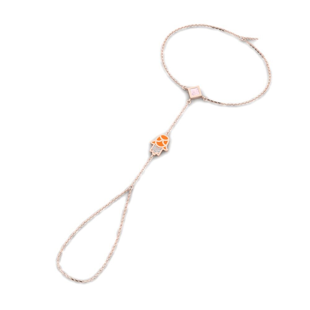 9ct Rose Gold Rose Quartz Finger Bracelet Pwoteje