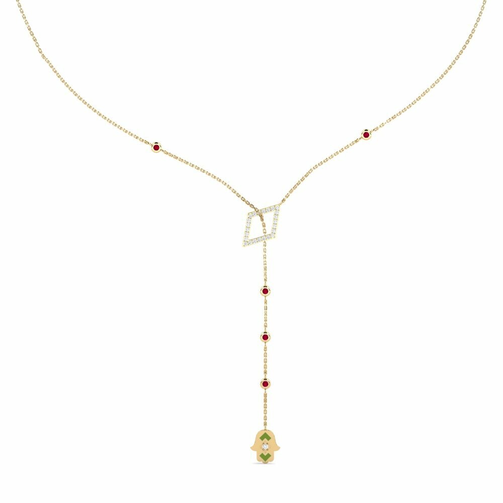 Vàng 18K Đá Ruby / Hồng Ngọc Dây chuyền nữ Suikerell