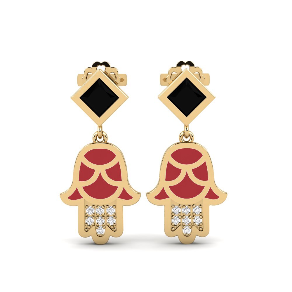 Pendientes Zafiro negro Gotas y cuelgan