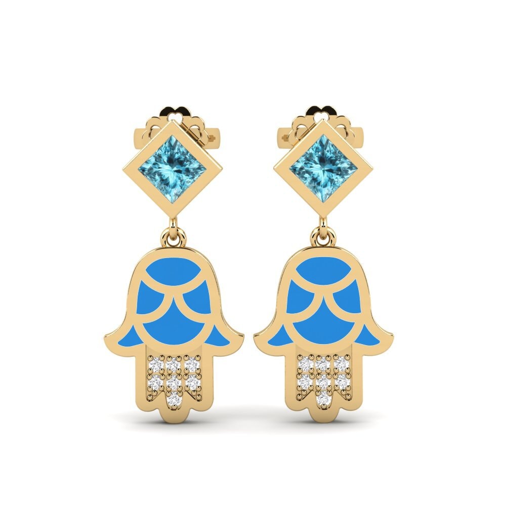 Orecchini Zircone Blu Gocce e penzolano