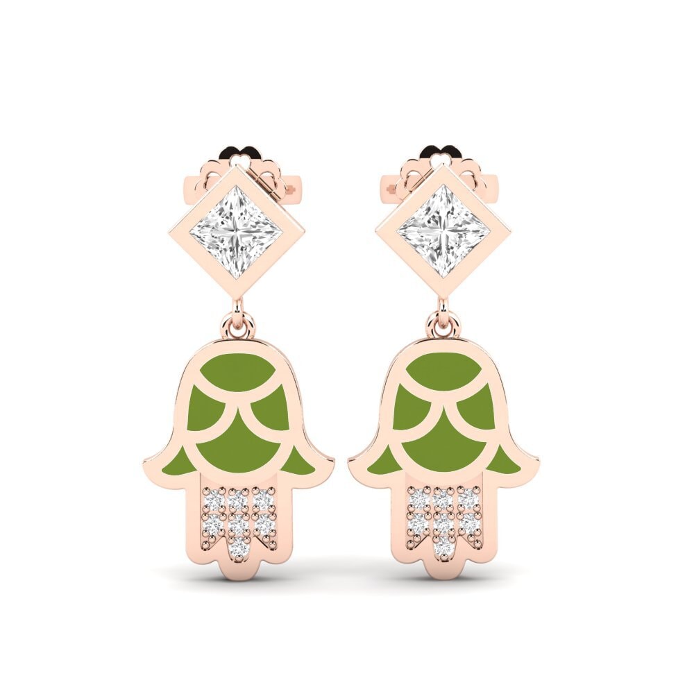 Pendientes 18k Oro Rosa Gotas y cuelgan