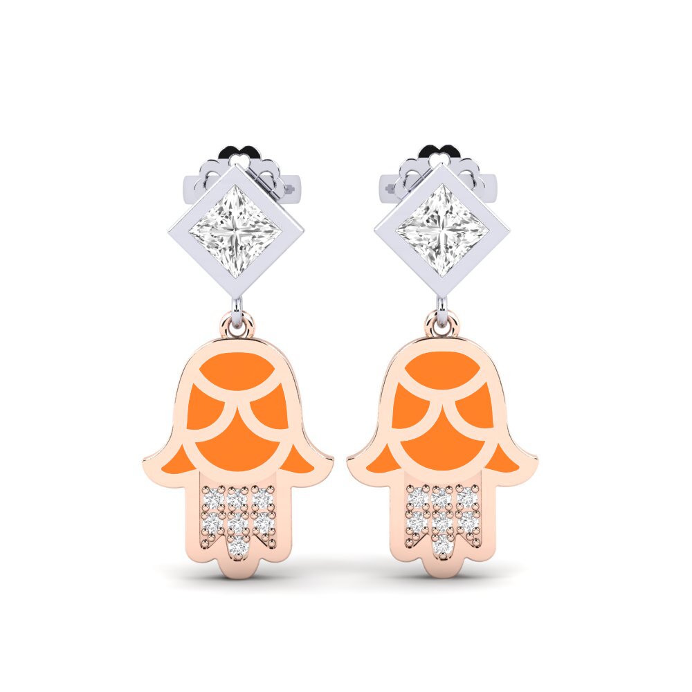 Drops & Dangle 14ct Rose / White Gold Earrings